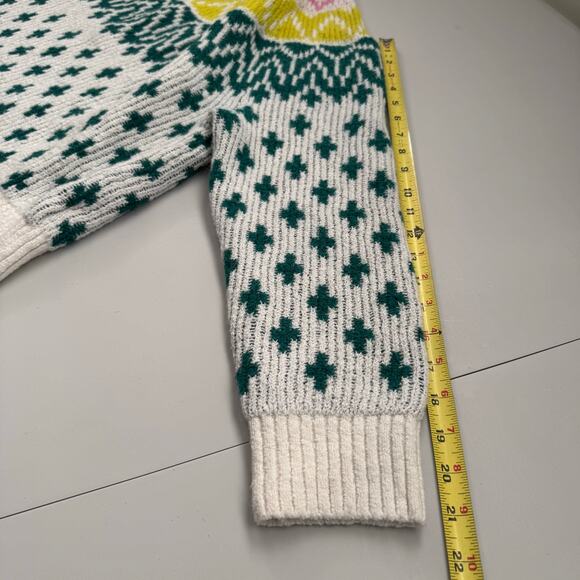 Old Navy Mock Neck Fair Isle Knit Oversized Nordic Sweater Barbiecore Women M - Picture 8 of 9